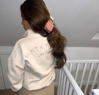 Monica Cream Half Zip Sweatshirt