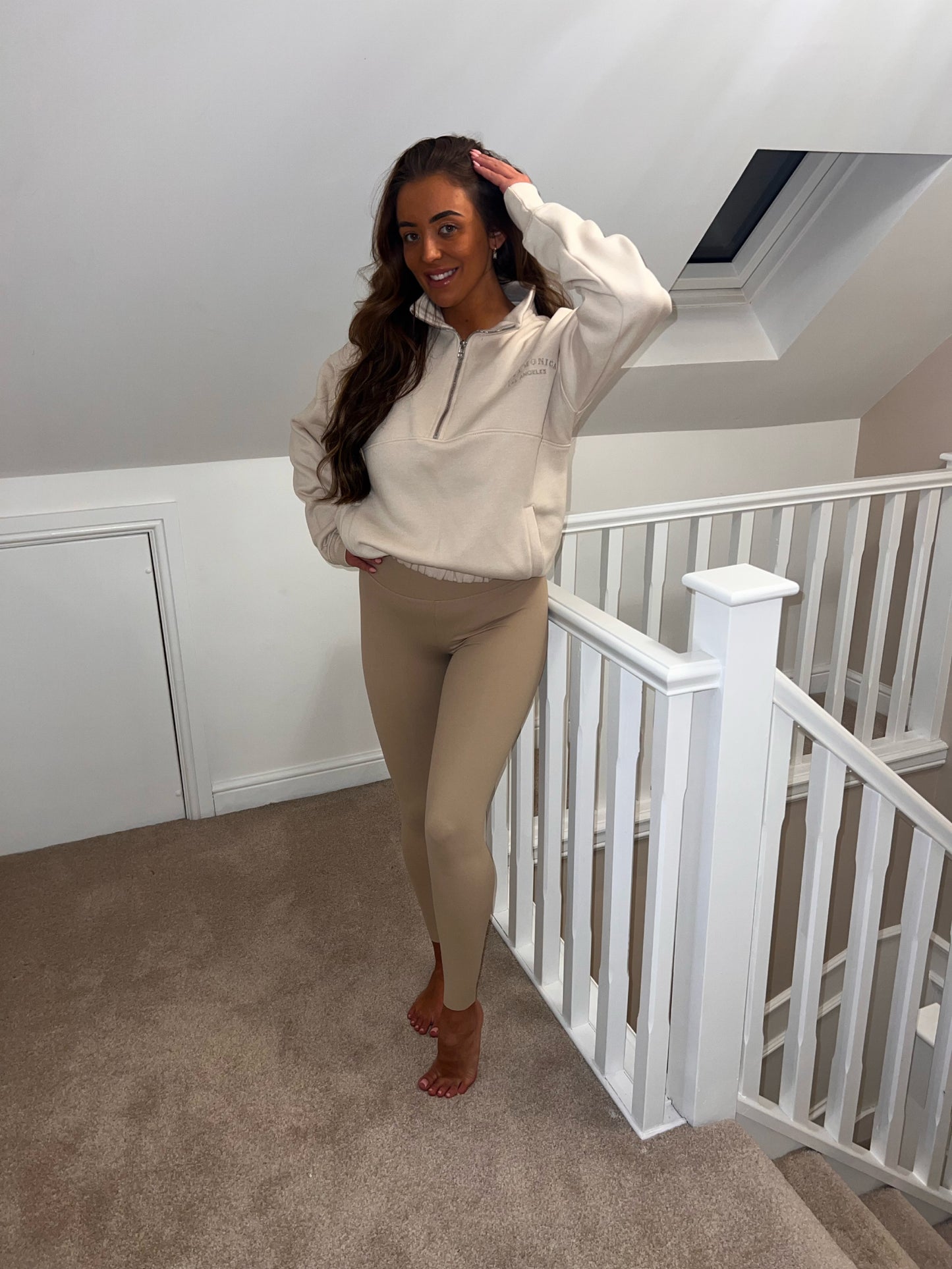Monica Cream Half Zip Sweatshirt