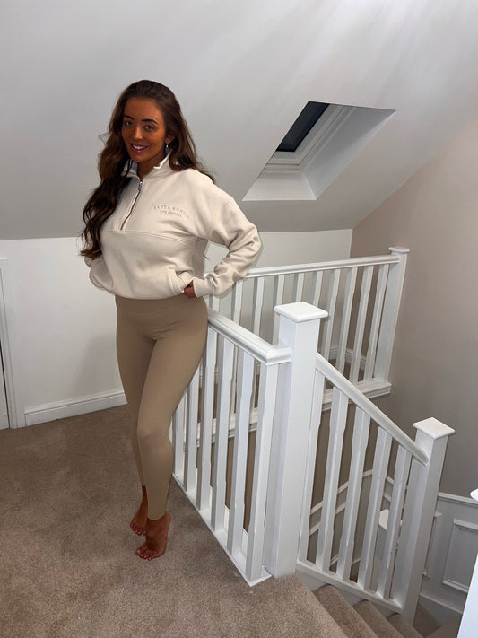 Monica Cream Half Zip Sweatshirt